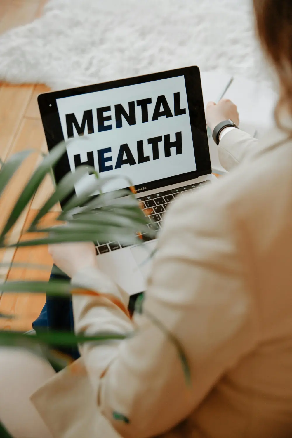 Hintergrundbild für psychische Gesundheit auf einem Laptop